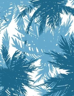 'Palm Shuffle' Wallpaper By Wallshoppe - Cadet Blue / Cerulean -Wall Decoration Store PalmShuffle product CadetBlueCerulean forWEB detail 79883e68 2786 4f4d bf7c b3ebd3ff9395