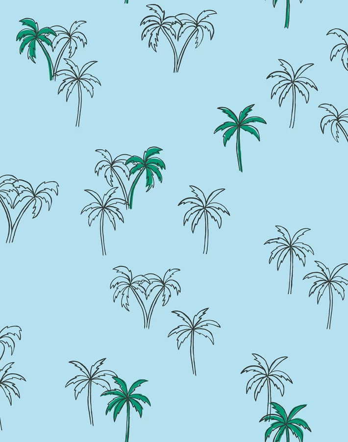 'Palms' Wallpaper By Tea Collection - Baby Blue 3 'Palms' Wallpaper By Tea Collection - Baby Blue