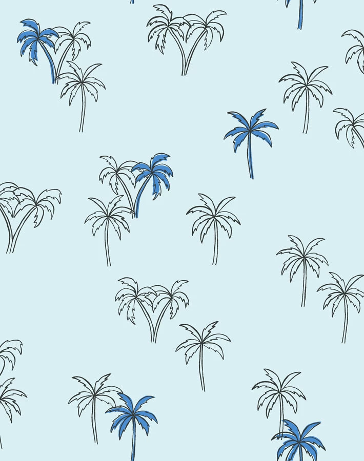 'Palms' Wallpaper By Tea Collection - Cerulean 3 'Palms' Wallpaper By Tea Collection - Cerulean