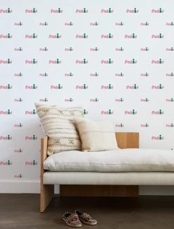 'Paris Graphic' Wallpaper By Clare V. - Pink / Green -Wall Decoration Store Paris by CV Green Pink RS