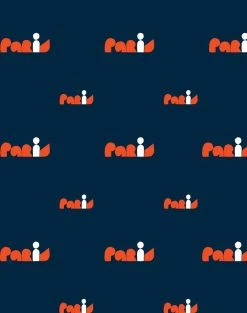 'Paris Graphic' Wallpaper By Clare V. - Retro Red / Navy