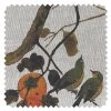 'Fabric By The Yard - Persimmon Birds - Persimmon On Flax Linen -Wall Decoration Store Persimmon Birds Persimmon Flax Linen Detail