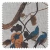 'Fabric By The Yard - Persimmon Birds - Washed Sienna On Flax Linen -Wall Decoration Store Persimmon Birds Washed Sienna Flax Linen Detail