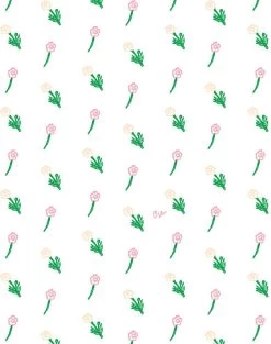 'Petite Fleur' Wallpaper By Clare V. - Pink / White -Wall Decoration Store Petite Fleur by Clare V Pink on White detail