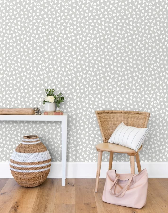 'Hearts' Wallpaper By Sugar Paper - Grey 4 'Hearts' Wallpaper By Sugar Paper - Grey - Image 2