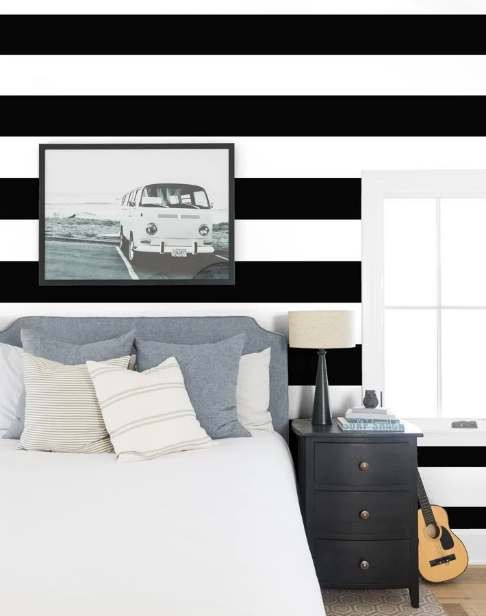 'Rugby Stripe' Wallpaper By Sugar Paper - Black 4 'Rugby Stripe' Wallpaper By Sugar Paper - Black - Image 2