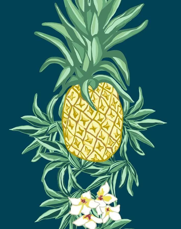 'Pineapple Express' Wallpaper By Nathan Turner - Indigo 5 'Pineapple Express' Wallpaper By Nathan Turner - Indigo - Image 3