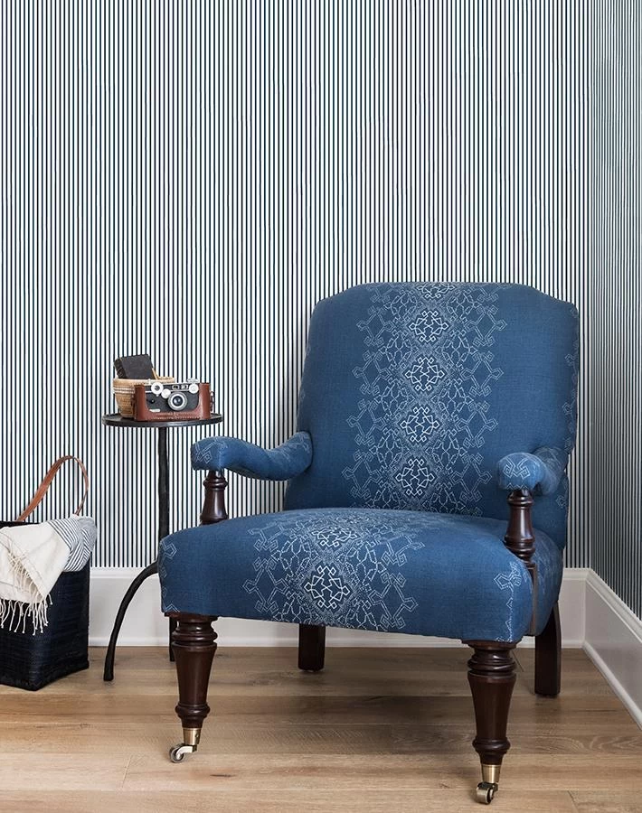 'Pinstripe' Wallpaper By Sugar Paper - Navy 4 'Pinstripe' Wallpaper By Sugar Paper - Navy - Image 2