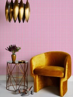 'Pixie Gingham' Wallpaper By Sarah Jessica Parker - Blush -Wall Decoration Store Pixie Gingham by SJP Blush RS