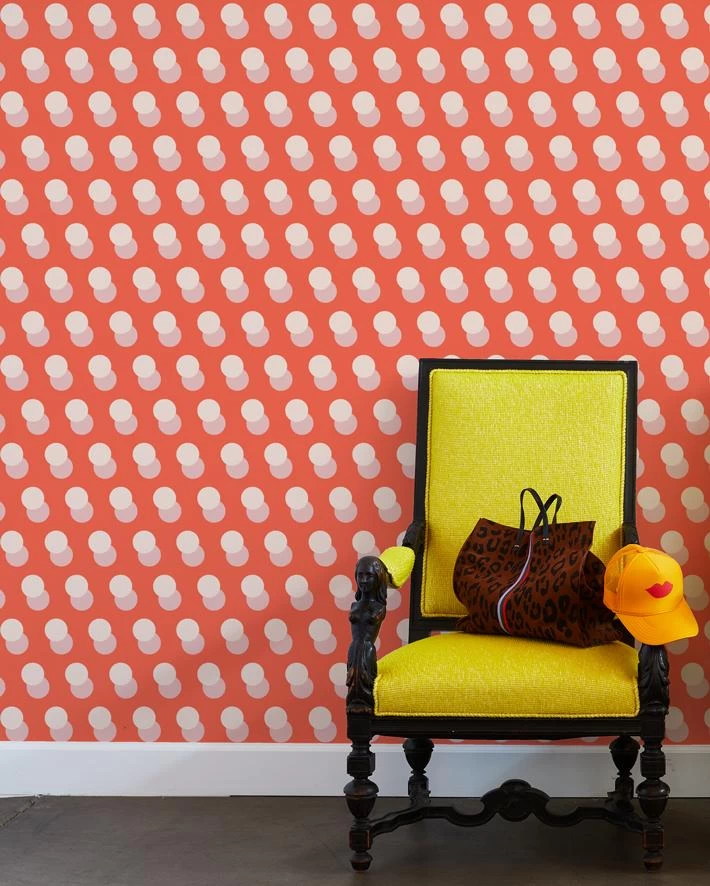 'Pop Dots' Wallpaper By Clare V. - Retro Red 4 'Pop Dots' Wallpaper By Clare V. - Retro Red - Image 2