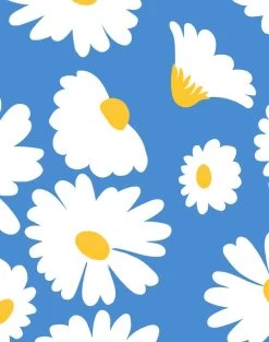 'Pop Daisy' Wallpaper By Wallshoppe - Cerulean -Wall Decoration Store PopDaisy Cerulean detail b8aa4418 a256 4905 ba64 1dd1dc33863c