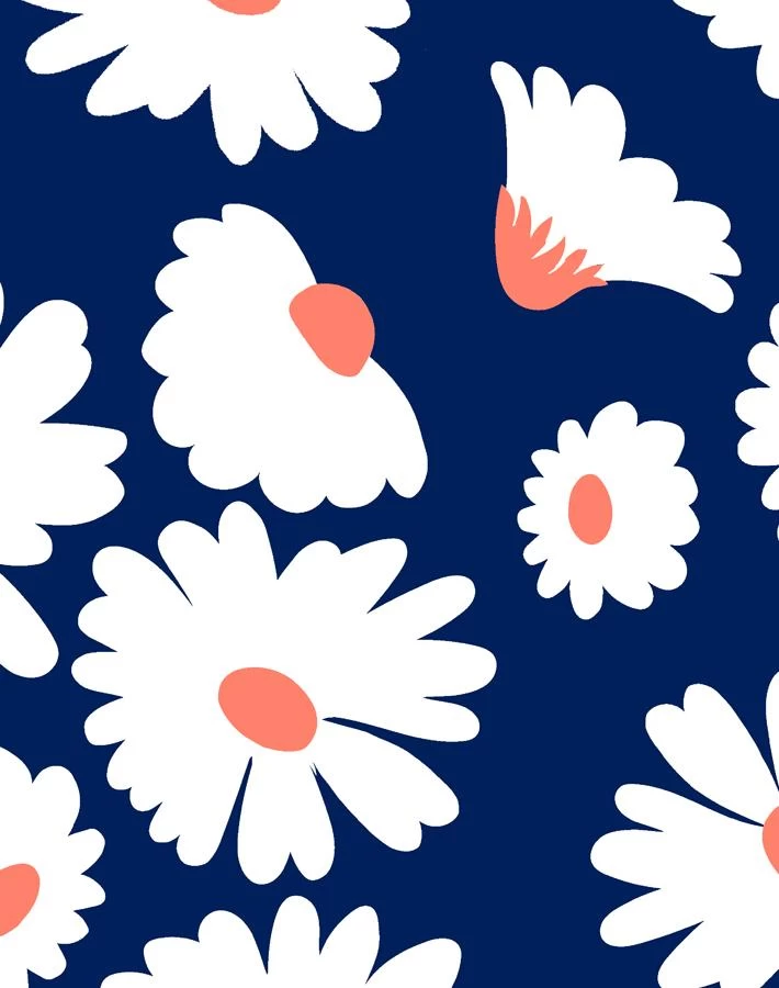 'Pop Daisy' Wallpaper By Wallshoppe - Navy 4 'Pop Daisy' Wallpaper By Wallshoppe - Navy - Image 2