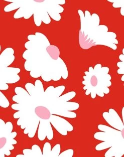 'Pop Daisy' Wallpaper By Wallshoppe - Red -Wall Decoration Store PopDaisy Red detail f83774d8 8d53 407d 9110 9d1183757115