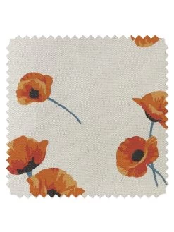 'Fabric By The Yard - Poppy - Orange On Raw Canvas