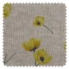 'Fabric By The Yard - Poppy - Yellow On Flax Linen -Wall Decoration Store Poppy Yellow Flax Linen Detail