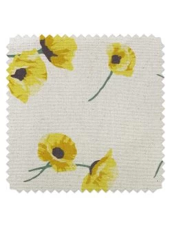 'Fabric By The Yard - Poppy - Yellow On Raw Canvas