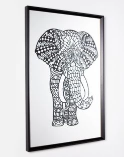 'Raja The Black Elephant' Mirrored Art By Artshoppe