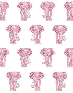 'Raja The Elephant' Wallpaper By Wallshoppe - Rose -Wall Decoration Store Raja the Elephant Rose