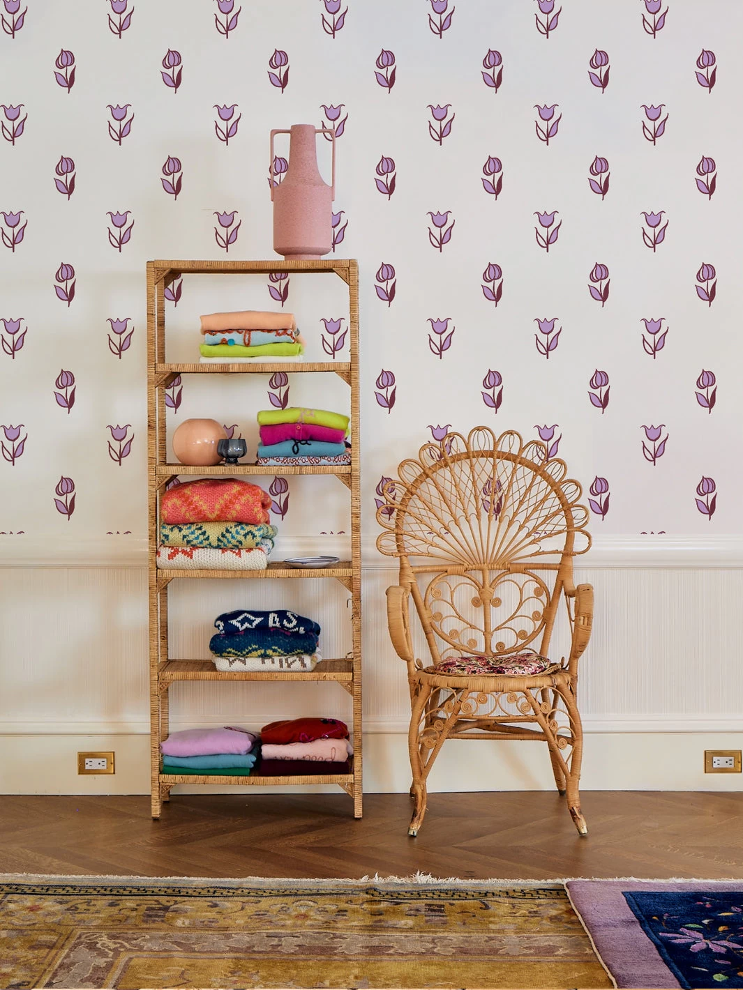 'Rita's Flowers' Wallpaper By Lingua Franca - Maroon Lilac 3 'Rita's Flowers' Wallpaper By Lingua Franca - Maroon Lilac