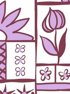 'Rita's Kitchen' Wallpaper By Lingua Franca - Maroon Lilac -Wall Decoration Store Ritas Kitchen MaroonLilac Detail