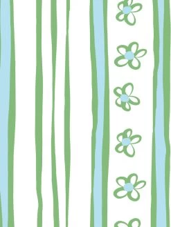 'Rita's Stripes' Wallpaper By Lingua Franca - Green Blue -Wall Decoration Store Ritas Stripes GreenBlue Detail
