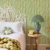 'Rita's Stripes' Wallpaper By Lingua Franca - Green Gold
