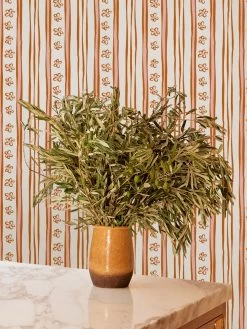 'Rita's Stripes' Wallpaper By Lingua Franca - Rust Pink