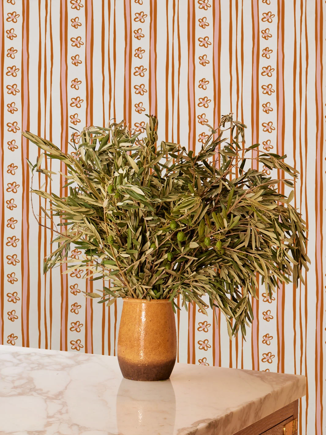 'Rita's Stripes' Wallpaper By Lingua Franca - Rust Pink 3 'Rita's Stripes' Wallpaper By Lingua Franca - Rust Pink