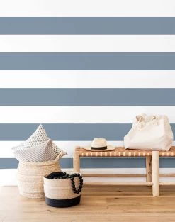 'Rugby Stripe' Wallpaper By Sugar Paper - French Blue -Wall Decoration Store RugbyStripe RS blue for web dcf22ee3 6d76 4f54 a967 1018b637fb27