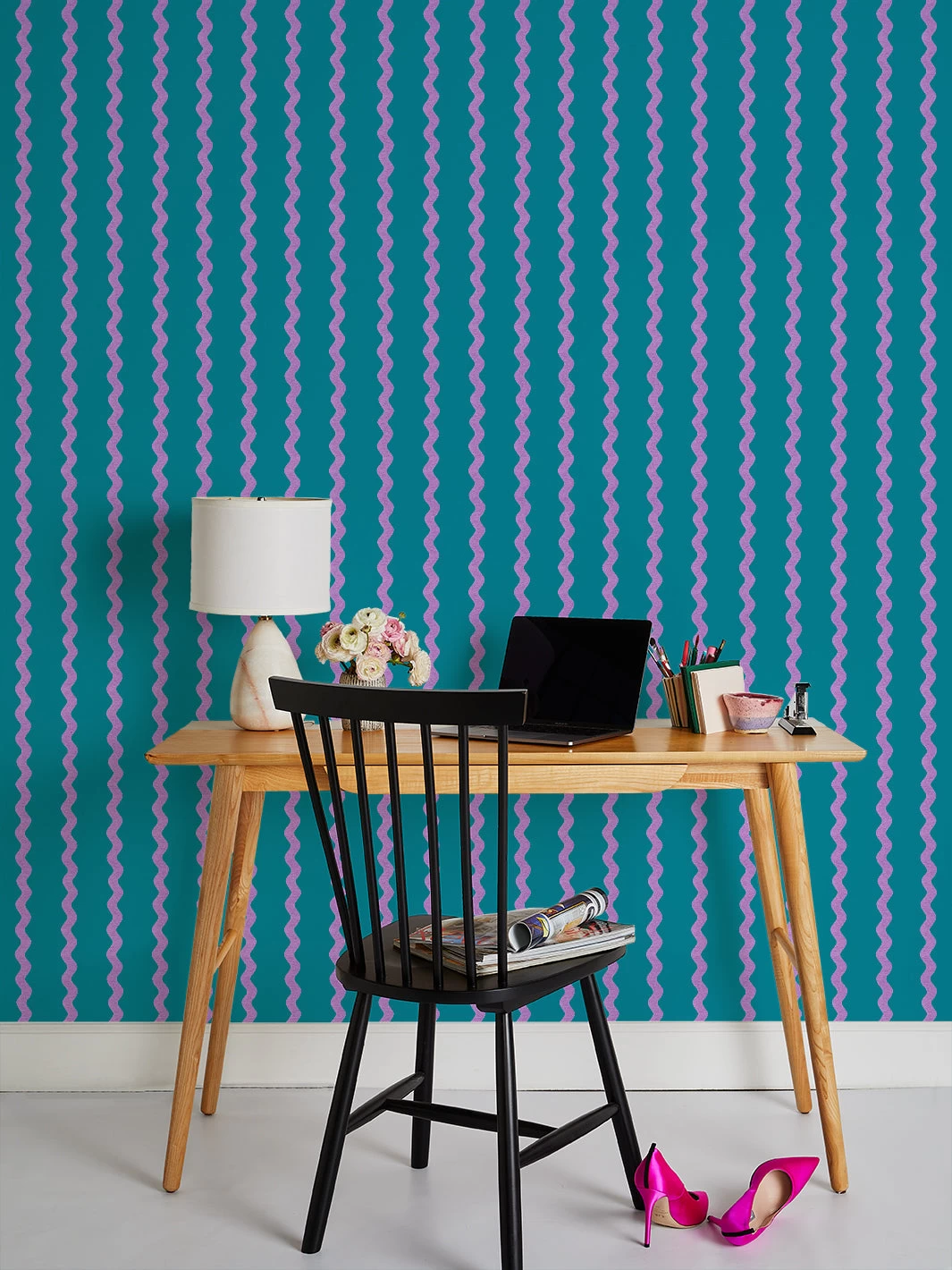 'Ric-Rac Stripe' Wallpaper By Sarah Jessica Parker - Peacock Lilac 4 'Ric-Rac Stripe' Wallpaper By Sarah Jessica Parker - Peacock Lilac - Image 2
