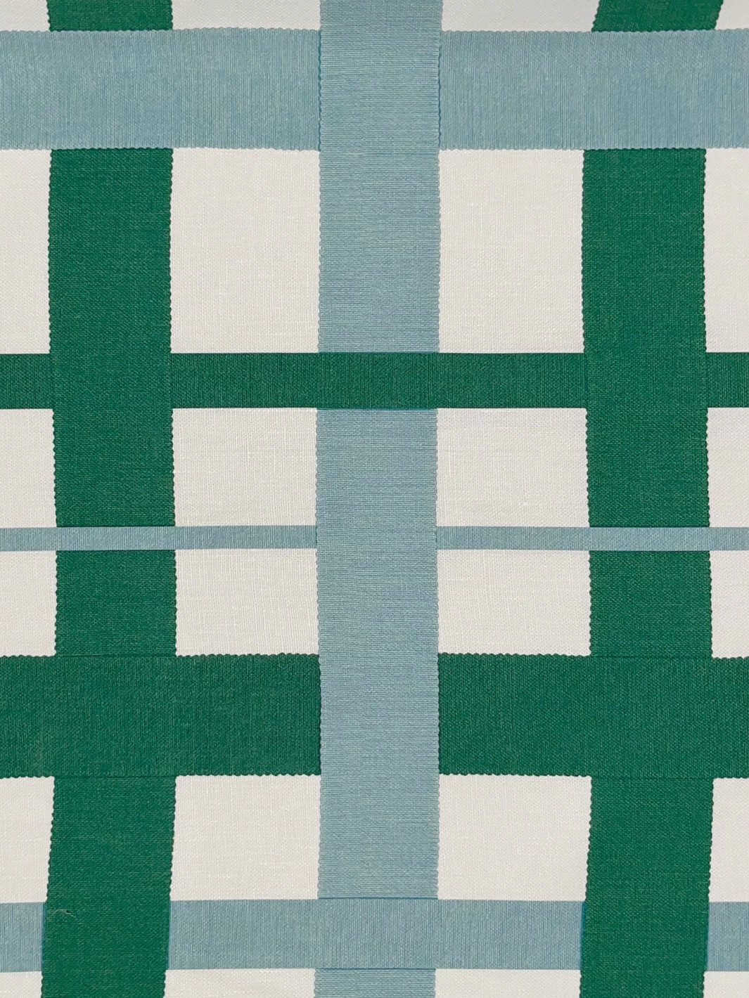 'Crosstown Plaid' Linen Fabric By Sarah Jessica Parker - Emerald Sky 5 'Crosstown Plaid' Linen Fabric By Sarah Jessica Parker - Emerald Sky - Image 3