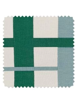 'Crosstown Plaid' Linen Fabric By Sarah Jessica Parker - Emerald Sky