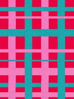 'Crosstown Plaid' Wallpaper By Sarah Jessica Parker - Teal On Geranium
