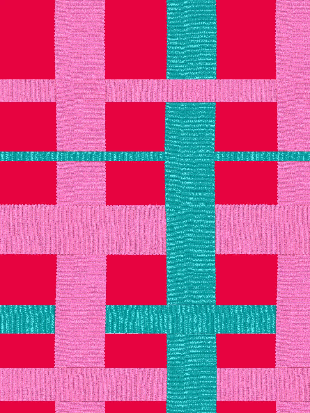 'Crosstown Plaid' Wallpaper By Sarah Jessica Parker - Teal On Geranium 5 'Crosstown Plaid' Wallpaper By Sarah Jessica Parker - Teal On Geranium - Image 3