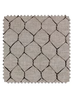 'Evelyn's Chicken Wire' Flax Fabric By Sarah Jessica Parker - Metal On Silver