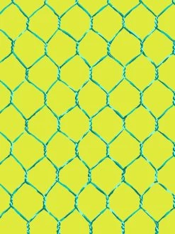 'Evelyn's Chicken Wire' Wallpaper By Sarah Jessica Parker - Teal On Citron 7 'Evelyn's Chicken Wire' Wallpaper By Sarah Jessica Parker - Teal On Citron -Wall Decoration Store SJP Evelyns Chicken Wire Teal on Citron Detail