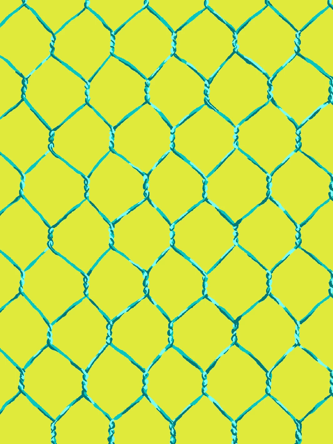 'Evelyn's Chicken Wire' Wallpaper By Sarah Jessica Parker - Teal On Citron 5 'Evelyn's Chicken Wire' Wallpaper By Sarah Jessica Parker - Teal On Citron - Image 3