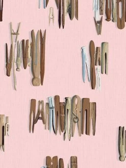 'Laundry Line' Wallpaper By Sarah Jessica Parker - Pink -Wall Decoration Store SJP Laundry Line Pink Detail