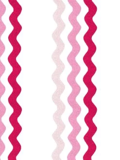 'Ric-Rac Bands' Wallpaper By Sarah Jessica Parker - Pink Slipper Geranium -Wall Decoration Store SJP Ric Rac Bands Pink Slipper Geranium Detail