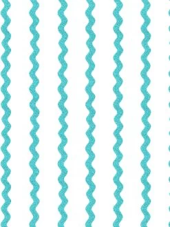 'Ric-Rac Stripe On White' Wallpaper By Sarah Jessica Parker - Capri Blue