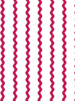 'Ric-Rac Stripe On White' Wallpaper By Sarah Jessica Parker - Geranium