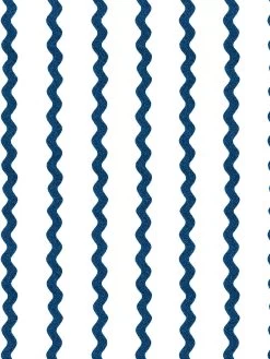 'Ric-Rac Stripe On White' Wallpaper By Sarah Jessica Parker - Navy