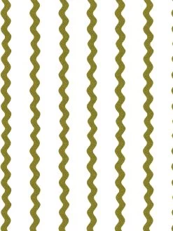 'Ric-Rac Stripe On White' Wallpaper By Sarah Jessica Parker - Olive