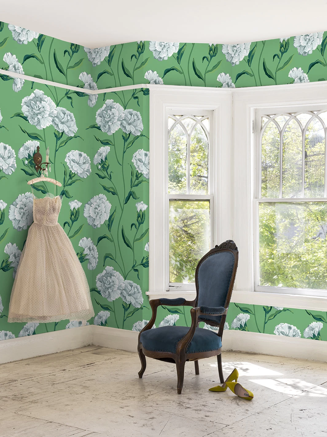 'Townhouse' Wallpaper By Sarah Jessica Parker - Silver On Jade 4 'Townhouse' Wallpaper By Sarah Jessica Parker - Silver On Jade - Image 2