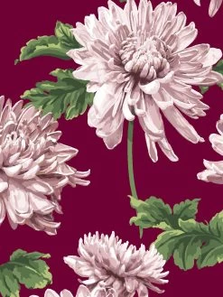 'Mums For Marion Small' Wallpaper By Sarah Jessica Parker - Claret -Wall Decoration Store SJPxWS Mums for Marion Small Claret Detail