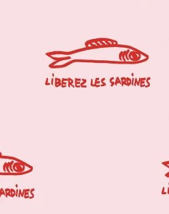 'Sardines' Wallpaper By Clare V. - Shell -Wall Decoration Store Sardines pink red detail e56561e2 faaf 46fb 96c4 96d0d02a242a