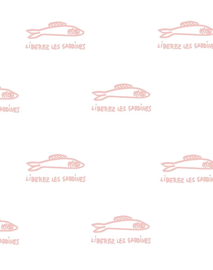 'Sardines' Wallpaper By Clare V. - Pink 3 'Sardines' Wallpaper By Clare V. - Pink