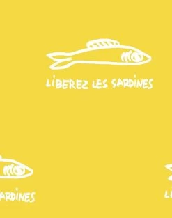 'Sardines' Wallpaper By Clare V. - Yellow -Wall Decoration Store Sardines yellow detail 67d8757f 6117 408f a31c 0d49d2a12b41