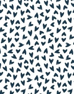 'Hearts' Wallpaper By Sugar Paper - Navy On White