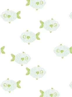 'School Of Fish' Wallpaper By Tea Collection - Aventurine -Wall Decoration Store School of Fish by Tea Collection Aventurine Detail
